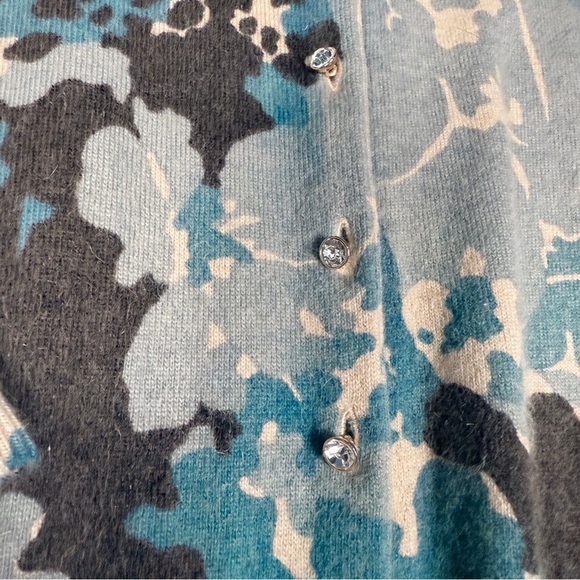 Ann Taylor Blue and Gray Floral Angora Blend Cardigan Sweater, Size XS - Picture 2 of 7